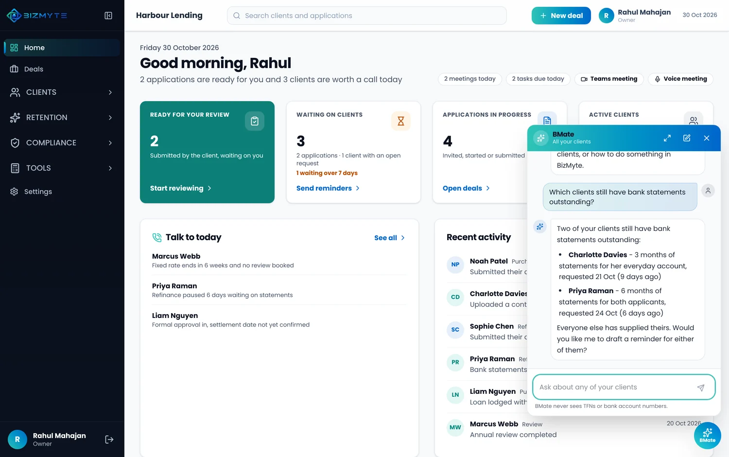 BizMyte product screen